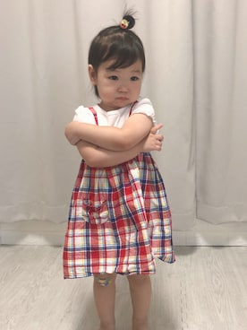 「MIKI HOUSE（ミキハウス）のアイテム（ワンピース/ドレス）」を使った、𝚑𝚘𝚗𝚘𝚌𝚊さん（キッズ・90cm）の夏コーディネート