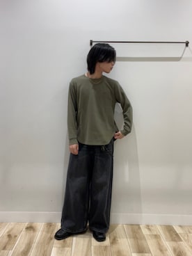 「URBAN RESEARCH DOORS（アーバンリサーチドアーズ）のLACOSTE　ワッフルロングTシャツ（Tシャツ/カットソー、グリーン系）」を使った、tmyさん（メンズ・169cm）の秋コーディネート