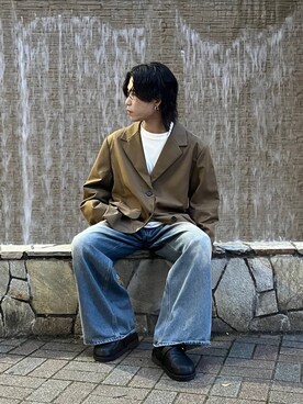 「KBF（ケイビーエフ）のアイテム（ジャケット/アウター）」を使った、tmyさん（メンズ・169cm）の秋コーディネート