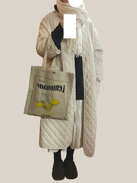 「ローリーズファーム(LOWRYS FARM)」｜「アイテム（ノーカラーコート）」を使った、aripon.さん（レディース・165cm）の冬コーディネート