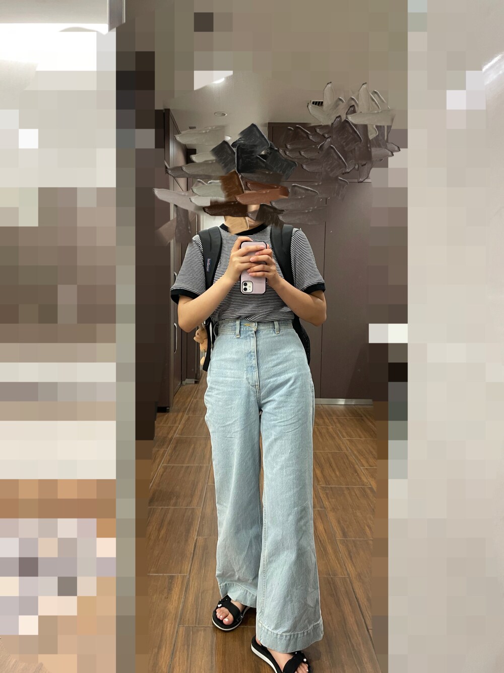 「Kastaneのアイテム（Tシャツ/カットソー、ブラック系）」を使った、coconasuさん（レディース・158cm）の夏コーディネートの1枚目の写真
