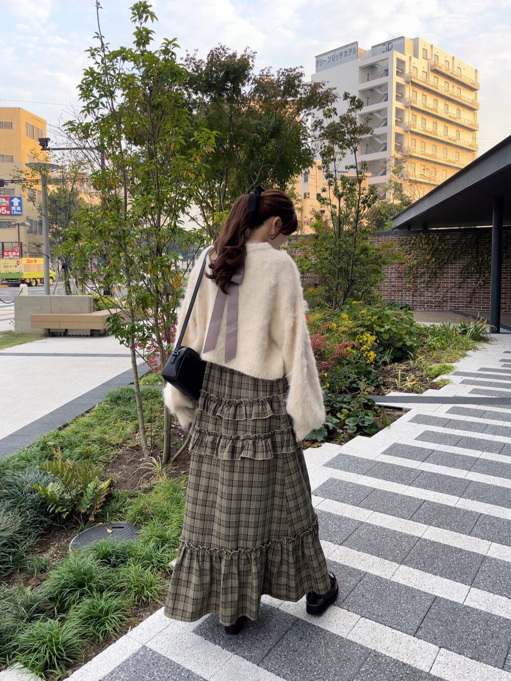 【OHESHIO】CHECK FRILL MIDI SKIRT チェックフリルスカート OHESHIO】25ss CHECK FRILL MIDI SKIRT (OHESHIO/スカート
