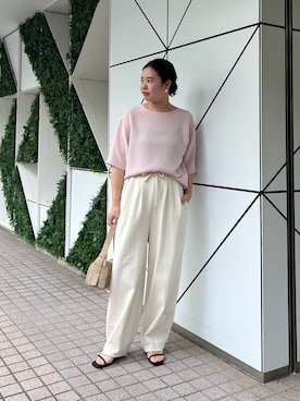 「GALLARDAGALANTE（ガリャルダガランテ）のコットンカーブパンツ（その他パンツ、ブラック系）」を使った、rui さん（レディース・161cm）の夏コーディネート