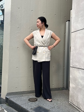 「GALLARDAGALANTE（ガリャルダガランテ）のスクエアレースキャミ（シャツ/ブラウス、ホワイト系）」を使った、rui さん（レディース・161cm）の春コーディネート