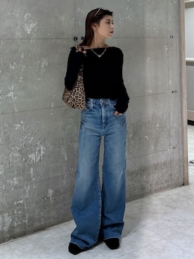 「アイテム（ネックレス）」を使った、入江 葵さん（レディース・148cm）の秋コーディネート