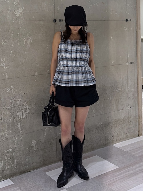 MOUSSY（マウジー） キャミソール 「セットアップ対応」PLAID GATHER