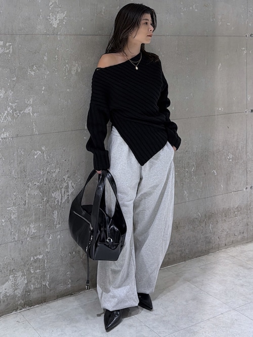 moussy ASYMMETRY RIB ニット black セール】ASYMMETRY RIB ニット（ニット/セーター）｜MOUSSY（マウジー