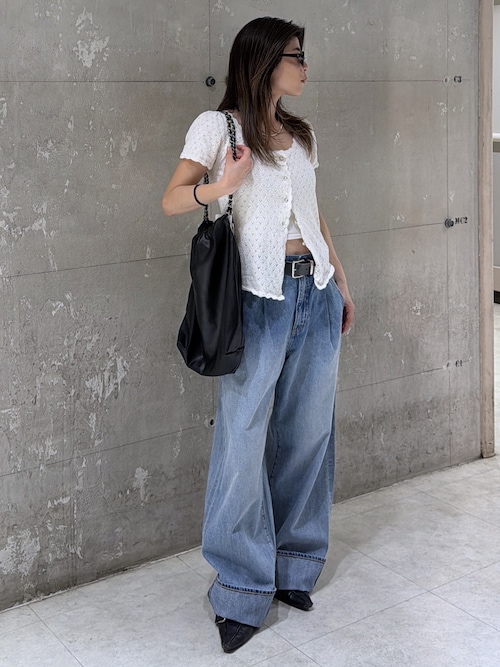 【新品未使用】moussy  BUTTON UP B／N セーター　ニット EYELET BUTTON UP トップス（ニット/セーター）｜MOUSSY（マウジー）の