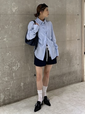 「MOUSSY（マウジー）の【25年AW新作】BELTED ミュール（パンプス）」を使った、入江 葵さん（レディース・148cm）の秋コーディネート