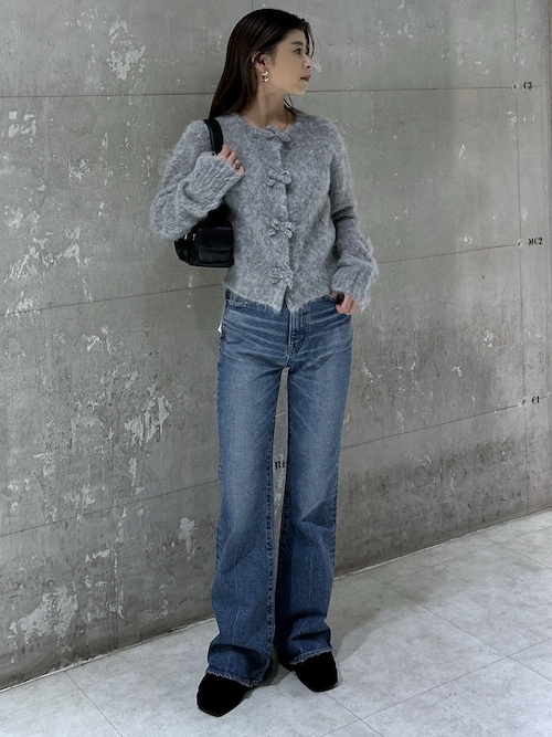 moussy FRONT RIBBON カーディガン グレー MOUSSY | FRONT RIBBON カーディガン (ニット ) |SHEL'TTER WEBSTORE