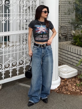 「MOUSSY（マウジー）のアイテム（パンツ）」を使った、入江 葵さん（レディース・148cm）の春コーディネート