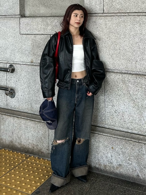 25年AW新作】F/LEATHER GATHER ブルゾン（ブルゾン）｜MOUSSY