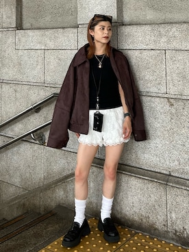 「アイテム（ブルゾン）」を使った、入江 葵さん（レディース・148cm）の夏コーディネート