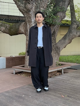 「アイテム（ステンカラーコート）」を使った、るじさん（メンズ・170cm・20代）の秋コーディネート