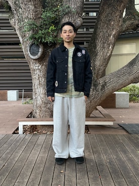 「秋服コーデ」｜「アイテム（デニムジャケット）」を使った、るじさん（メンズ・170cm）の秋コーディネート