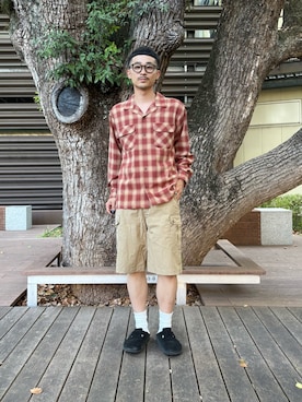「アイテム（カーゴパンツ）」を使った、るじさん（メンズ・170cm・20代）の秋コーディネート