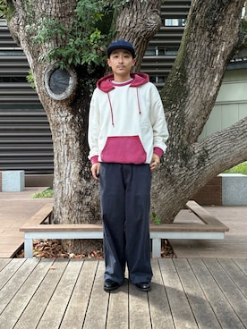 「アイテム（スウェット）」を使った、るじさん（メンズ・170cm・20代）の秋コーディネート