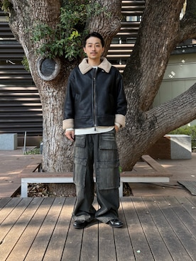 「アイテム（ミリタリージャケット）」を使った、るじさん（メンズ・170cm・20代）の秋コーディネート