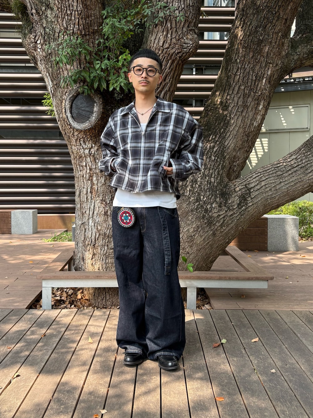 「チェック、着こなしのちょこっとテク、デニム、オトナカジュアル、今日のコーデ、メンズコーデ」｜「Levi'sのLEVI'S(R) / TWISTED BAGGY（デニムパンツ、ブルー系）」を使った、るじさん（メンズ・170cm）の夏コーディネートの1枚目の写真