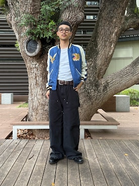 「アイテム（スカジャン）」を使った、るじさん（メンズ・170cm）の秋コーディネート