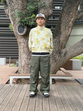 「アイテム（カーゴパンツ）」を使った、るじさん（メンズ・170cm・20代）の秋コーディネート