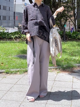 「アイテム（ストール/ショール、ブラック系）」を使った、bytakataさん（レディース・151cm）の夏コーディネート
