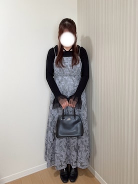 「HARE（ハレ）のソデチュールレイヤータイトニットトップス(HARE)（ニット/セーター、ブラック系）」を使った、ﾖｲﾁｮまる。さん（レディース・151cm）の秋コーディネート