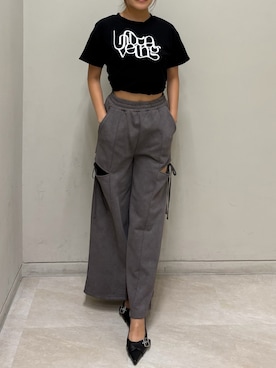 「へそだしコーデ」｜「アイテム（パンツ）」を使った、misakiさん（レディース・163cm）の秋コーディネート
