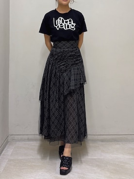 「ハイウエスト」｜「アイテム（Tシャツ/カットソー）」を使った、misakiさん（レディース・163cm）の夏コーディネート