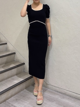 「RESEXXY（リゼクシー）のバイカラータイトワンピース（ワンピース、ブラック系）」を使った、misakiさん（レディース・163cm）の春コーディネート