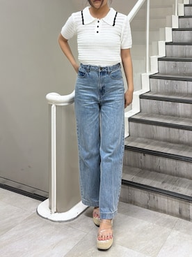 「RESEXXY（リゼクシー）のクリアウェッジサンダル（サンダル、ホワイト系）」を使った、misakiさん（レディース・163cm）の春コーディネート