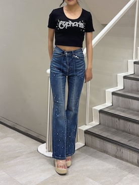 「RESEXXY（リゼクシー）のクリアウェッジサンダル（サンダル、ホワイト系）」を使った、misakiさん（レディース・163cm）の夏コーディネート