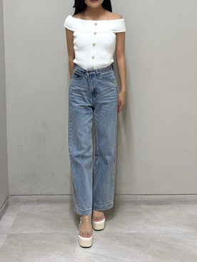 「RESEXXY（リゼクシー）のアイテム（ニット/セーター）」を使った、misakiさん（レディース・163cm）の夏コーディネート