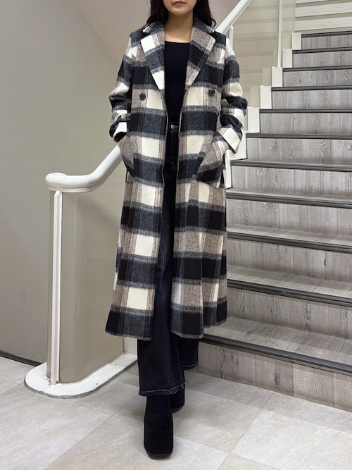 セール】ミディレングスシャギーチェックコート（その他アウター