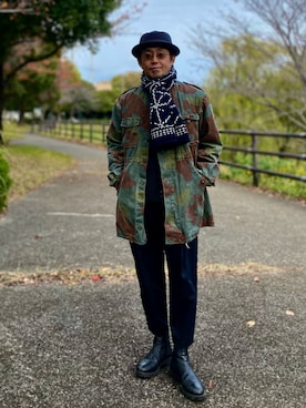 「アイテム（ミリタリージャケット）」を使った、sunriseseaさん（メンズ・172cm）の秋コーディネート