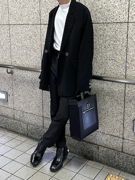 「ADRER（アドラー）のアイテム（スラックス）」を使った、churchesさん（メンズ・170cm）の冬コーディネート