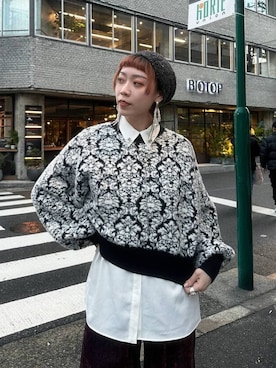 「HARE（ハレ）のビジューパーツシャツ(HARE)（シャツ/ブラウス）」を使った、HARE / 瑜ユイさん（レディース・165cm）の秋コーディネート