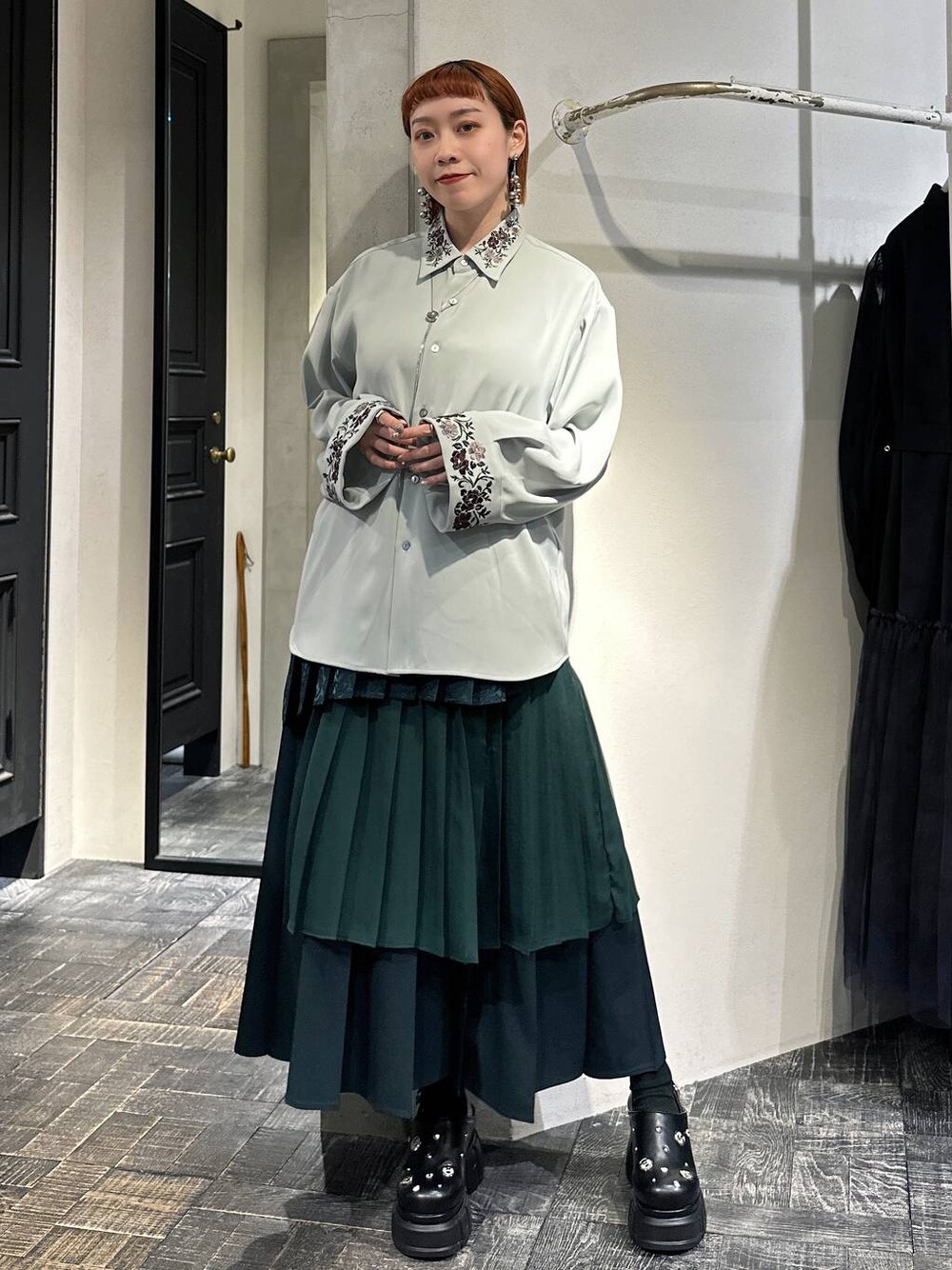 HARE（ハレ）の「アシメMIXプリーツスカート(HARE)（スカート