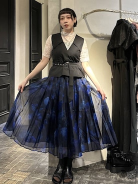 「HARE（ハレ）のボールミックスラリエットネックレス(HARE)（ネックレス、シルバー系）」を使った、HARE / 瑜ユイさん（レディース・165cm）の春コーディネート
