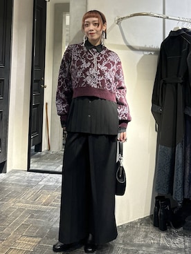 「HARE（ハレ）のモールダマスクガラニットプルオーバー(HARE)（ニット/セーター）」を使った、HARE / 瑜ユイさん（レディース・165cm）の秋コーディネート