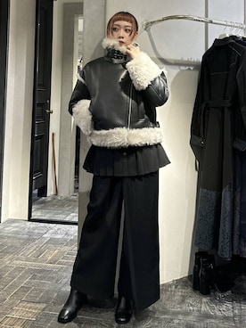 「アイテム（ムートンコート）」を使った、HARE / 瑜ユイさん（レディース・165cm）の秋コーディネート