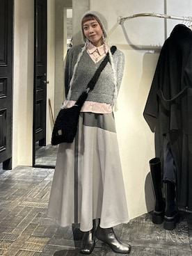 「きれいめ」｜「アイテム（ニットキャップ/ビーニー）」を使った、HARE / 瑜ユイさん（レディース・165cm）の冬コーディネート