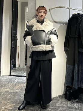 「アイテム（ムートンコート）」を使った、HARE / 瑜ユイさん（レディース・165cm）の秋コーディネート