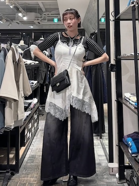 「HARE（ハレ）のリボンモチーフマグネットネックレス(HARE)（ネックレス、シルバー系）」を使った、HARE / 瑜ユイさん（レディース・165cm）の春コーディネート