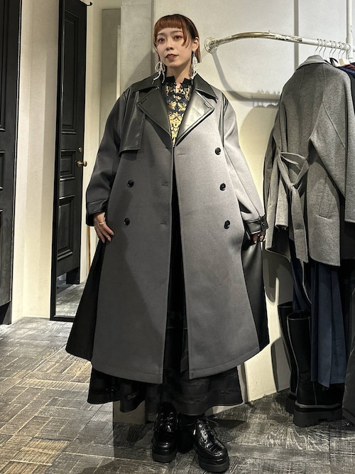 ウーリーテックフェイクレザーキリカエトレンチコート(HARE)