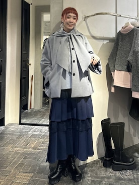 「アイテム（ノーカラーコート）」を使った、HARE / 瑜ユイさん（レディース・165cm・20代）の冬コーディネート