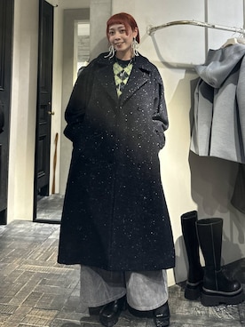 「アイテム（チェスターコート）」を使った、HARE / 瑜ユイさん（レディース・165cm・20代）の冬コーディネート