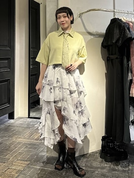 「HARE（ハレ）のイレヘムフリルスリットスカート(HARE)（スカート、ホワイト系）」を使った、HARE / 瑜ユイさん（レディース・165cm）の春コーディネート