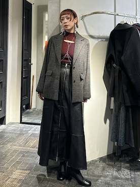 「アイテム（サスペンダー）」を使った、HARE / 瑜ユイさん（レディース・165cm）の秋コーディネート