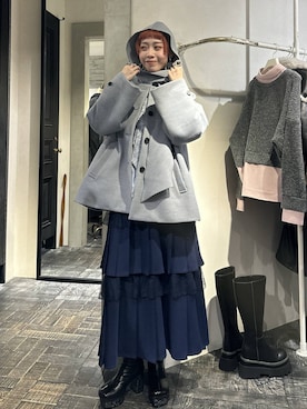 「アイテム（ノーカラーコート）」を使った、HARE / 瑜ユイさん（レディース・165cm・20代）の冬コーディネート